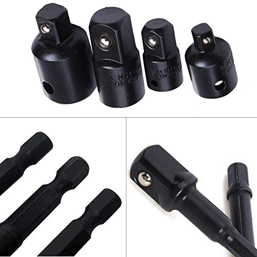 EVANCE 8 piezas Adaptador de impacto Socket Adaptador Socket Wrench 1/4", 1/2", 3/8"+ Socket Adaptador 4 piezas 1/4 a 3/8-3/8 a 1/4 in. - 3/8 a 1/2-1/2 a 3/8 (Black)