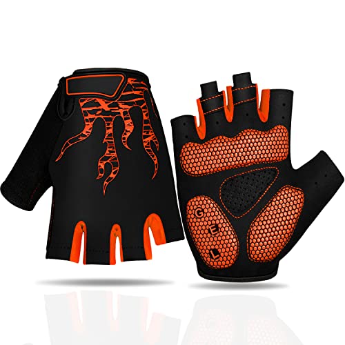 Faneam Antideslizante Guantes de Ciclismo Verano Medio Dedo Guantes de Bicicleta Montaña para Hombre Mujer, Transpirable Guantes Cortos MTB Gel Guantes Cortos Deportivos Moto, Unisexo