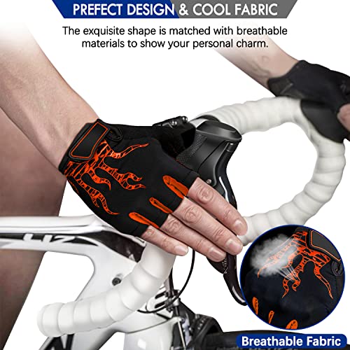 Faneam Antideslizante Guantes de Ciclismo Verano Medio Dedo Guantes de Bicicleta Montaña para Hombre Mujer, Transpirable Guantes Cortos MTB Gel Guantes Cortos Deportivos Moto, Unisexo