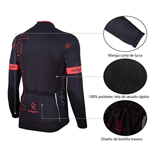 Feilaxleer Ropa Ciclismo Térmico Invierno para Hombre y Mujer - Ciclismo Maillot MTB de Manga Larga de Lana y Culotte Pantalones Acolchado 3D (Negro,XL)