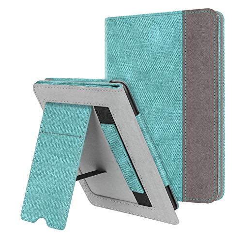 FINTIE Funda Vertical para 6" Kindle Paperwhite (10.ª Generación, 2018/Toda la Vieja Generación 2012-2017) - Carcasa de Cuero Sintético con Bolsillo para Tarjeta y Correa de Mano, Verde Menta