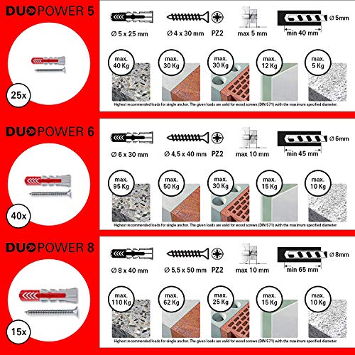 fischer 544546 Kit Duopower Tacos universales con Tornillo, Transparente