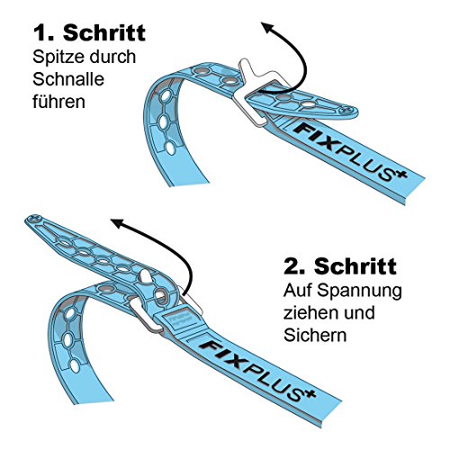 Fixplus Gear Tightener Set 66cm - Fijación de carga en la bicicleta para piezas grandes - 2x soportes de aluminio incl. tornillos + 2x correas de tensión de 66cm negro y 2x Strapkeepers naranja