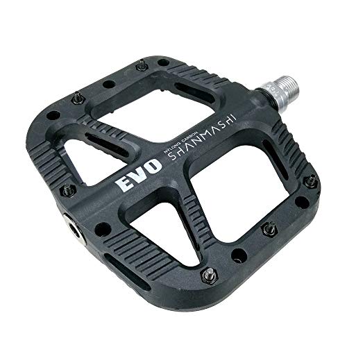 FRONTSTEP Pedales de Bicicleta de Fibra de Nylon Extra Anchos para Bicicleta de Montaña MTB Bicicleta de Carretera con Eje CR-Mo Pedal Antideslizante de Alta Resistencia(Negro)