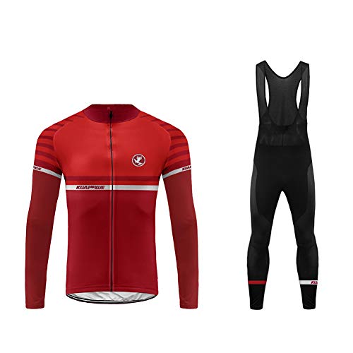 Future Sports MTB Invierno Termo Maillot de Ciclismo Hombre Mangas Largas Ropa para Bicicleta 20D Cojín Conjunto Bici de Montaña Chaqueta+Bib Pantalones Culote de Ciclista Largo