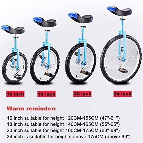 FZYE Uni Cycle Monociclo Monociclo Ajustable en Altura Bicicleta 16/18 Pulgadas Una Sola Ronda Niños Adultos Equilibrio Ejercicio de Ciclismo con liberación rápida, 18 u201d