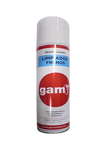 GAM Limpiador De Frenos En Spray. Frenos De Disco, Tambores, Pinzas De Freno y Pastillas. Moto, Coche, Furgoneta, Caminón y Maquinaria. Profesional y Doméstico. Spray De 400 ml