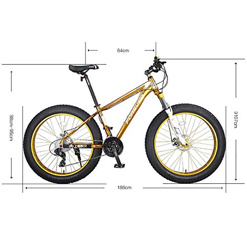 GAOTTINGSD Bicicleta de montaña Bicicletas Fat Tire Bike MTB Camino de la Bicicleta Adulto Agua Motos de Nieve Bicicletas for Hombres Mujeres (Color : Gold)