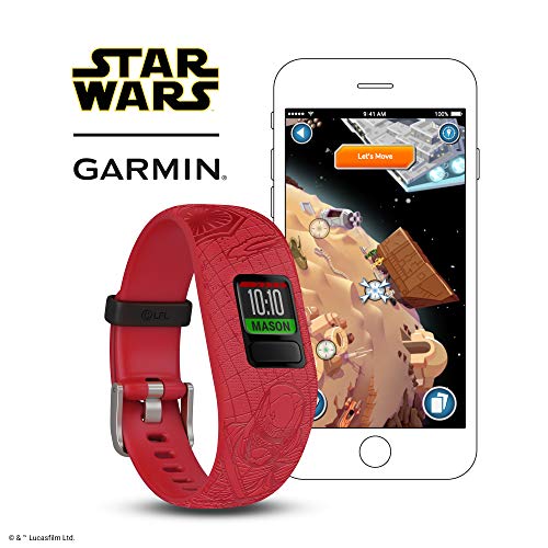 Garmin Vivofit Junior 2 - Lado Oscuro 010-01909-1B - Pulsera de Actividad para Niños, Ajustable, Color Rojo, Talla Única