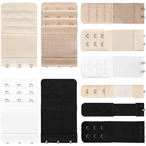 GeeRic Sujetador Extensor, 10PCS Sujetador Extensores Extensiones Suaves Sujetador para Mujer Accesorios del Sujetador Sujetador elástico Sujetador 3 Ganchos 2 Ganchos 1 Ganchos Blanco Negro Beige