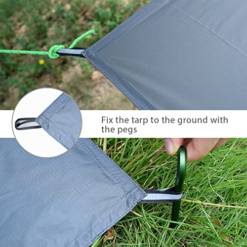 GEERTOP Lona de Suelo 20D para Tiendas de Campaña Impermeable Ultra Ligera 2 Personas - Talla 140 x 210 cm (170g) - Toldo Tarp para Senderismo y Campamentos