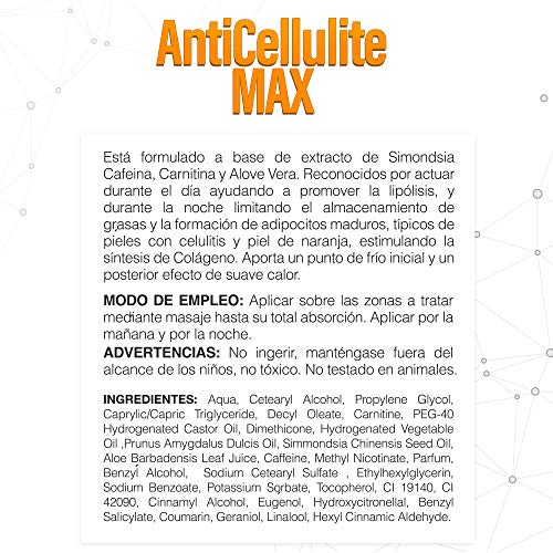 Gel Anticelulítico Reductor Intensivo | Elimina la Celulitis y La Piel de Naranja | Reafirma, Tonifica e Hidrata la Piel | Activa la Microcirculación | Efecto Push Up | Rápida Actuación | 200ML.