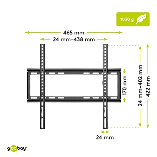 goobay 49730 Soporte de Pared 55 Pulgadas extraplano para televisores Grandes de 32" a 55" hasta 35Kg VESA 400x400