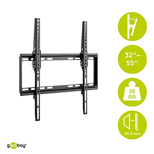 goobay 49731 Soporte de Pared inclinable de 55 Pulgadas para televisores y monitores de 32" a 55" hasta 35Kg VESA 400x400