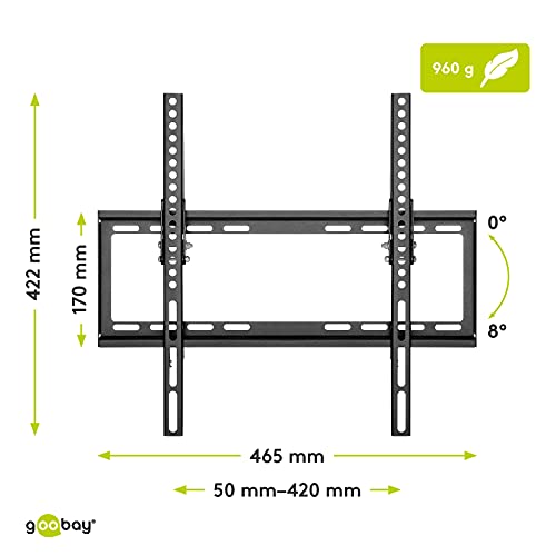 goobay 49731 Soporte de Pared inclinable de 55 Pulgadas para televisores y monitores de 32" a 55" hasta 35Kg VESA 400x400