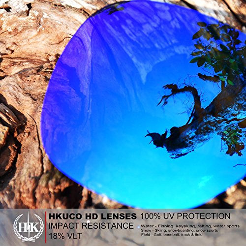 HKUCO Mens Replacement Lenses For Oakley Jupiter Squared Blue/24K Gold/Titanium Sunglasses