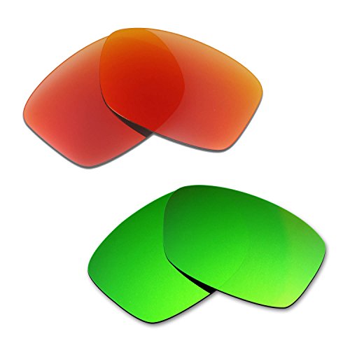 HKUCO Plus Mens Replacement Lenses For Oakley Jupiter Squared Red/Emerald Green Sunglasses