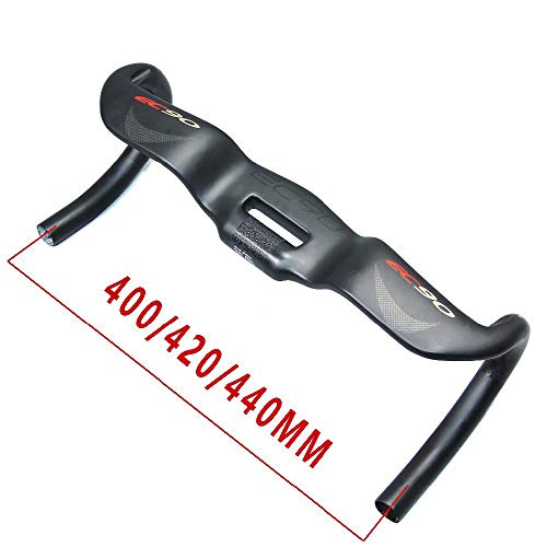 HKYMBM Manillar Carbono Carretera, Asa Superior Camino De La Bicicleta Todo Tipo De Fibra De Carbono Manillar De La Bici del Manillar Doblado 400/420/440MM Ciclismo Gota Bar,440MM