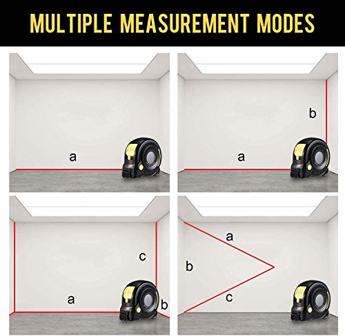 HOLULO Cinta Métrica Láser,131Ft Medidor de distancia láser digital con pantalla LCD Telemetro Laser para medir la longitud del arco, Distancia,Zona,Volumen