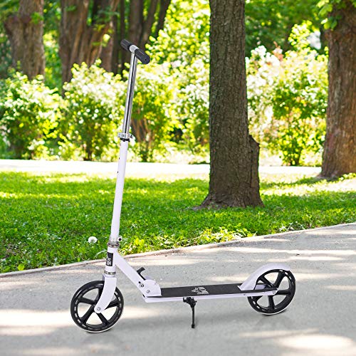 HOMCOM Patinete Plegable para Niños de +5 Años Scooter Infantil Manillar Ajustable en Altura de 4 Niveles con Freno 88x37x75-100 cm Blanco