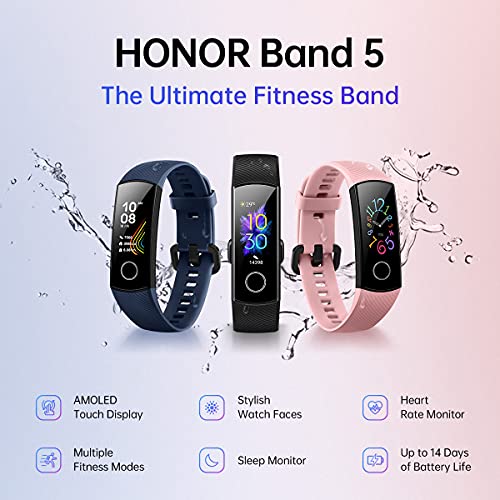 HONOR Band 5 Smartwatch, Pulsera Actividad Inteligente Impermeable IP68 con Pulsómetro, Monitor de Actividad Deportiva, Fitness Tracker con Podómetro, Rosado