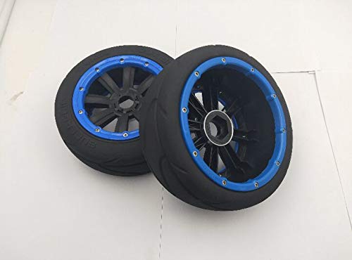 Huanruobaihuo 2 UNIDS Frente o Trasero Super Grip Roard Rueda Slick Neumático Racing Slick Slick Set para 1/5 Madmax HPI ROFUN ROVAN KM Baja 5B RC Piezas de Juguete (Color : Front Blue 2pcs)