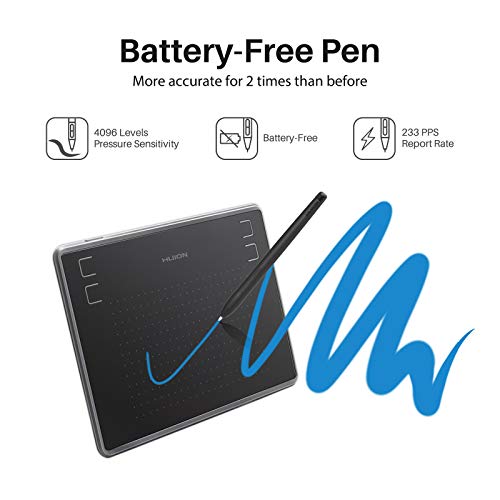 HUION Inspiroy H430P Tableta de Dibujo, con Tableta gráfica de área de Trabajo de 4.8 x 3 Pulgadas, Compatible con Mac Windows Android y OSU, Ideal para Trabajar Desde casa y Aprendizaje Remoto