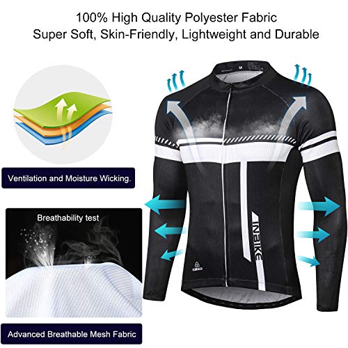 INBIKE Maillot Ciclismo Ropa Bicleta De Manga Larga para Hombre 100% Poliéster con Detalle Reflectante, 3XL