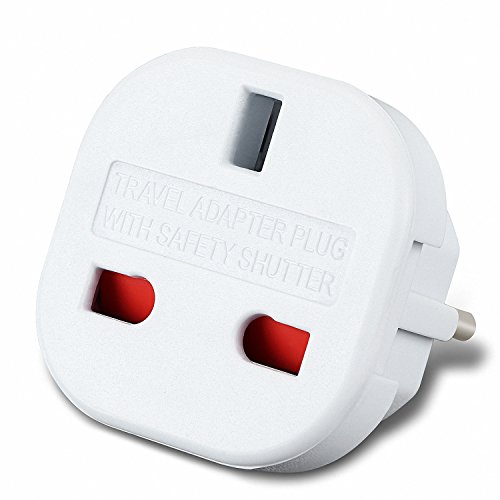 Incutex 1x Adaptador UK España, Adaptador UK EU, Adaptador Enchufe inglés a español, Blanco