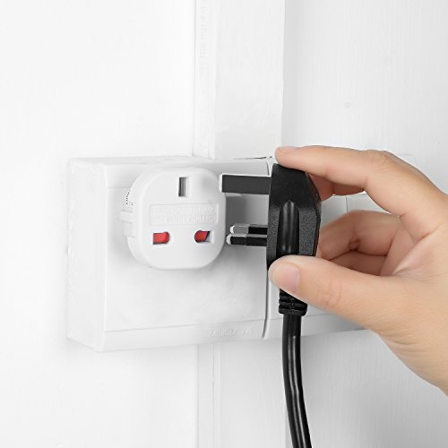 Incutex 1x Adaptador UK España, Adaptador UK EU, Adaptador Enchufe inglés a español, Blanco