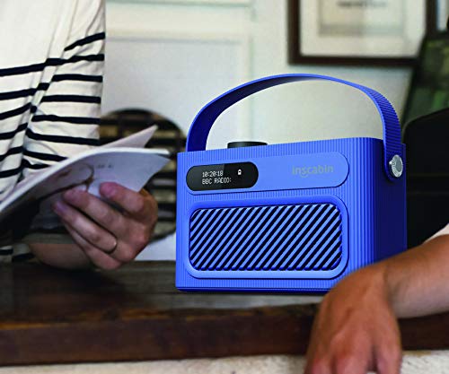 Inscabin M60 Radio Digital portátil Dab/Dab + FM/Altavoz inalámbrico portátil con Bluetooth/Sonido estéreo/Altavoces Dobles/Reloj Despertador Doble/Subwoofer/Batería Recargable/Hermoso diseño (Blue)