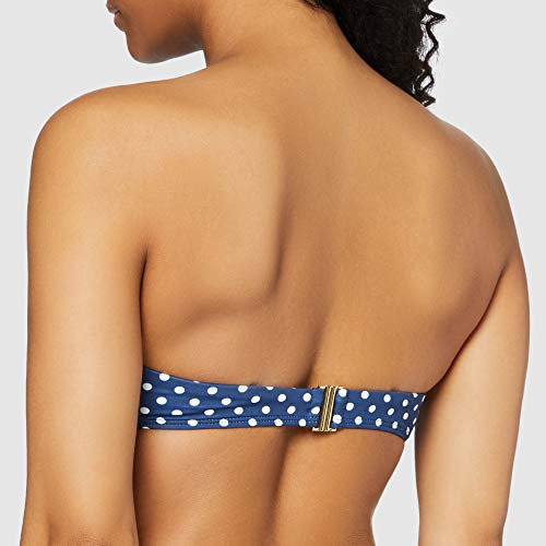 Iris & Lilly Am06 Parte Superior de Bikini, Azul Marino, Topos, 38