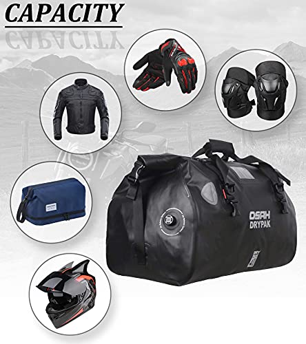 IRON JIA'S Bolsa de Alforjas para Moto, 500D PVC Impermeable | Multifuncional | Reflectante | Gran Capacidad Bolsa de Sillín para Motociclismo, Ciclismo, Rafting, Camping, Viajes, Pesca - Negro | 40L