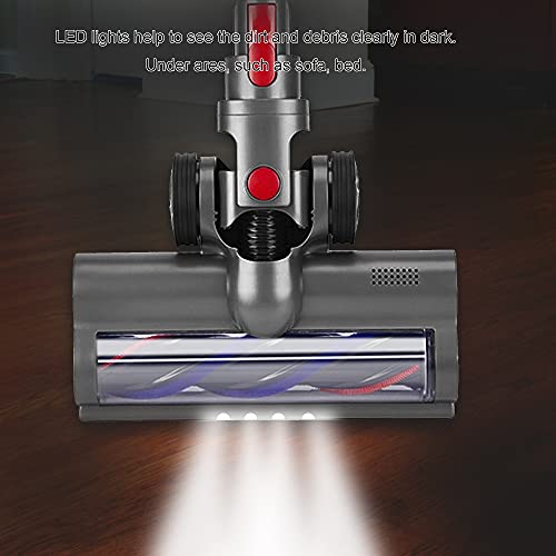 Italdos Cepillo motorizado eléctrico turbo compatible con Dyson V7 V8 V10 V15 Desenganche rápido con rodillo cerdas para alfombra suelo parqué azulejos con luz LED (no compatible con V11)