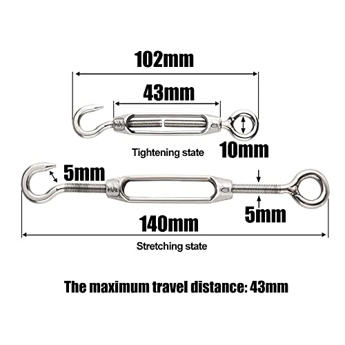 iZhuoKe Tensor Tensor de Alambre M4[2 Piezas],Tensores para Toldos Acero Inoxidable 304,Cordón de Alambre para Tensor Cuerda Cable Acero Cable