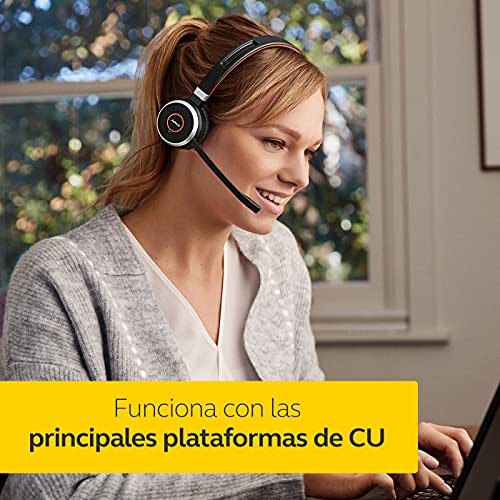 Jabra Evolve 65 Auriculares Inalámbricos Estéreo Certificados por Microsoft con Batería de Larga Duración, Adaptador Bluetooth USB, Negro