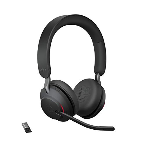 Jabra Evolve2 65 Auriculares Inalámbricos Estéreo con Cancelación de Ruido - Certificados para plataformas UC - Batería de Larga Duración - Adaptador Bluetooth USB-A - Negro