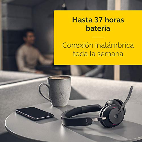 Jabra Evolve2 65 Auriculares Inalámbricos Estéreo con Cancelación de Ruido - Certificados para plataformas UC - Batería de Larga Duración - Adaptador Bluetooth USB-A - Negro