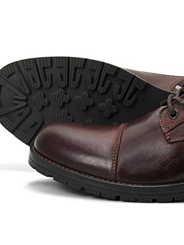 JACK & JONES JFWALBANY Leather STS, Biker Boots Hombre, Marrón(Brown Stone Brown Stone), 44 EU