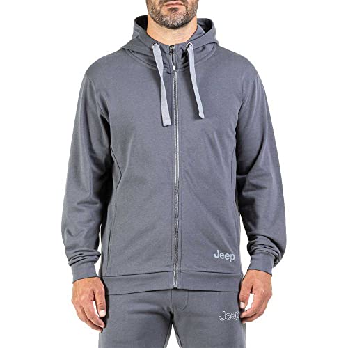 Jeep Felpa con Cappuccio E Zip con Stampa Sulla Schiena 7-Slot Grille Evolution J20w Sudadera con Capucha, Magnet/Medium Grey, L para Hombre