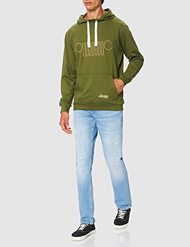 Jeep Felpa con Cappuccio Griglia Ricamata J20s Sudadera con Capucha, Military/Almond, M para Hombre