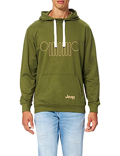 Jeep Felpa con Cappuccio Griglia Ricamata J20s Sudadera con Capucha, Military/Almond, M para Hombre