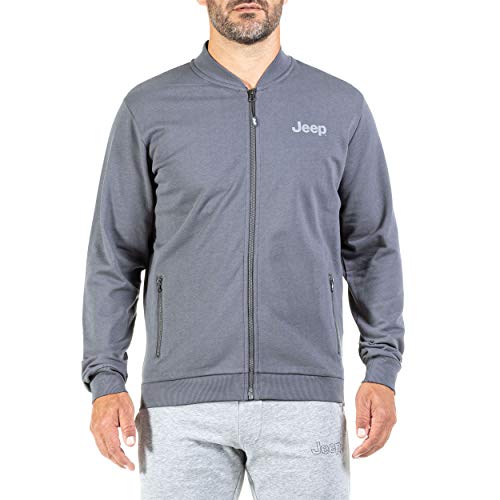 Jeep Felpa Taglio Bomber con Stella Rigata Ricamata Su Schiena J20w Sudadera, Magnet/Medium Grey, L Regular para Hombre