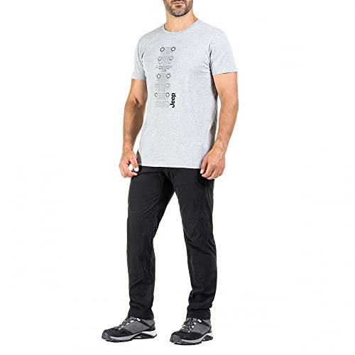 Jeep T-Shirt Camiseta, Light Grey Melange/Black, XXL Hombre