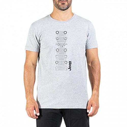 Jeep T-Shirt Camiseta, Light Grey Melange/Black, XXL Hombre