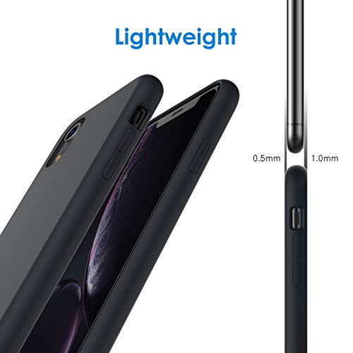 JETech Funda de Silicona Compatible iPhone XR, 6,1", Sedoso-Tacto Suave, Cubierta a Prueba de Golpes con Forro de Microfibra, Negro