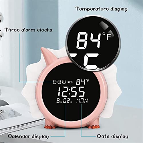 JQDMBH Despertador Digital Reloj de Alarma Digital for Dormitorio,Calendario,Fecha y Reloj de Alarma de Dinosaurios con la luz Nocturna del Temporizador,for niñas. (Color : Plum)