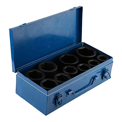 Juego de 10 piezas de 1 pulgada Metric Deep Impact Socket de acero cromo vanadio, 22 mm, 24 mm, 27 mm, 30 mm, 32 mm, 36 mm, 38 mm, 41 mm, 46 mm, 50 mm