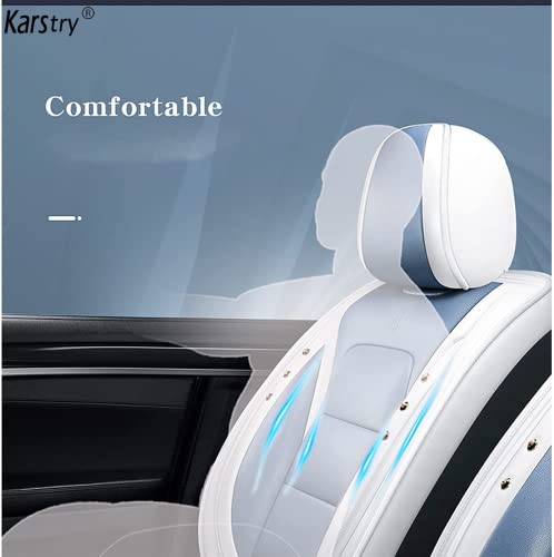 Karstry Fundas Asientos Coche Universales Accesorios para Citroen C2 C3 C4 C5 C6 DS Ds3 Ds4 Ds5 Ds7 Cactus C3 Cactus C4 Cactus Cuero Impermeable Blanco Negro