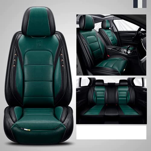 Karstry Fundas Asientos Coche Universales Accesorios para Citroen C2 C3 C4 C5 C6 DS Ds3 Ds4 Ds5 Ds7 Cactus C3 Cactus C4 Cactus Cuero Impermeable Verde Negro